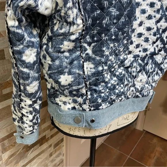 BLANK NYC Anthropologie Reversible Patchwork Denim cotton Jean Jacket XS fits M - Picture 9 of 16